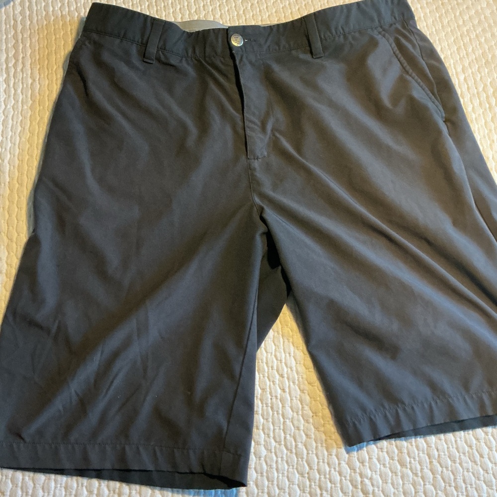 adidas Men's Black Flat-Front Performance Shorts